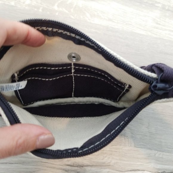 Lands' End wristlet wallet change purse Cream Navy - Picture 6 of 8